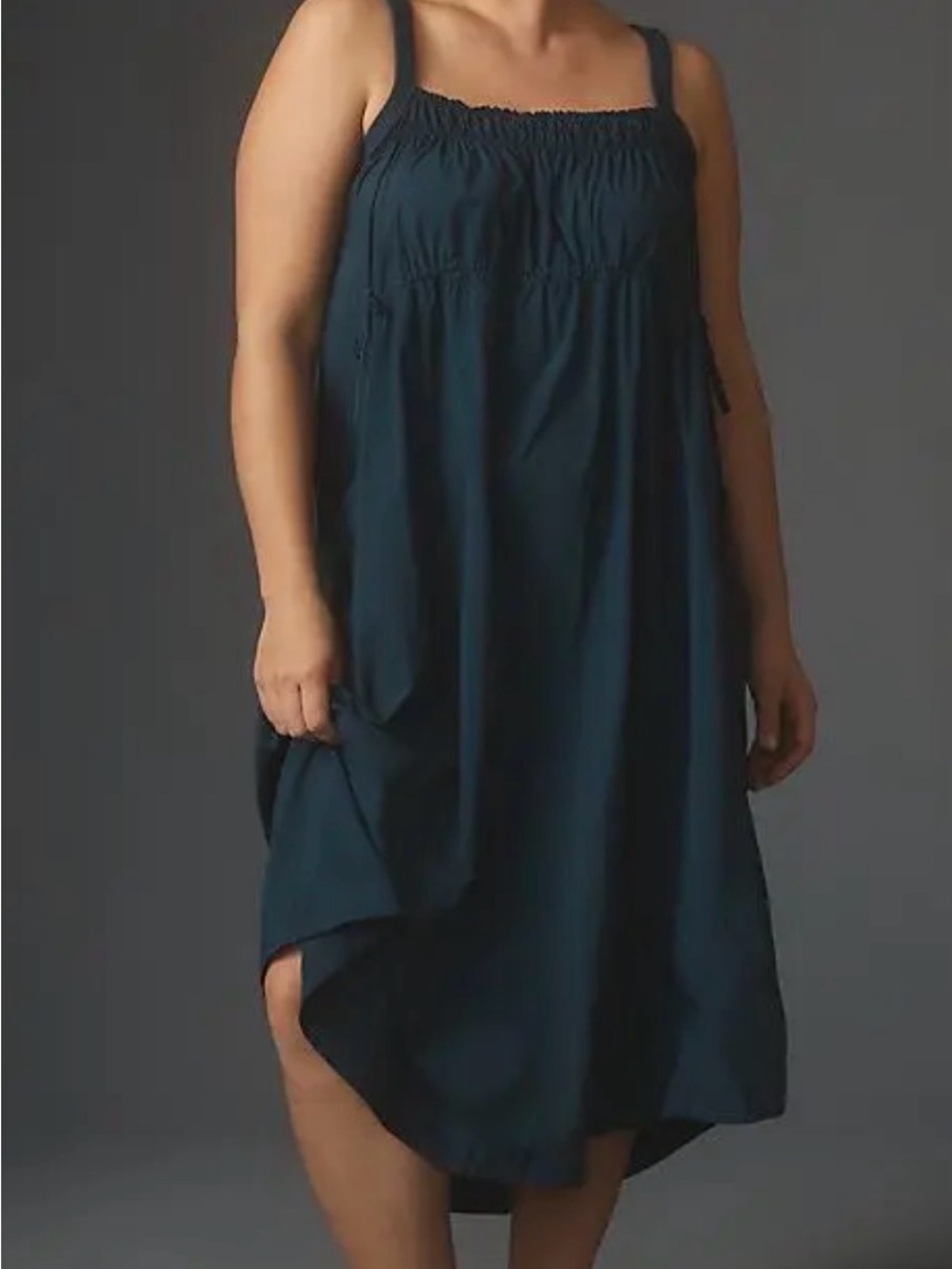 Daily Practice Anthropologie Large Keeseville Sleeveless Smocked Dress Blue Lg L - Picture 6 of 13